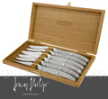 Laguiole 140 by Jean-Philip - Box of 6 CONTRAST Stainless Steel Laguiole knives  delivered in Oak wooden box - suitable for dishwasher 