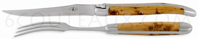 Forge de Laguiole JUNIPER carving set, satin stainless steel blade and bolsters