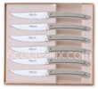 Coffret cadeau de 6 couteaux de table LE THIERS High-Tech Claude Dozorme acier inoxydable avec platines en aluminium anodis� GRIS 