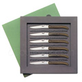 Coffret cadeau 6 couteaux de table Forge de Laguiole manche pointe de corne BLONDE FLAMM�E - designer : Philippe STARCK