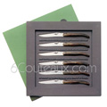 Box 6 Forge de Laguiole steak knives - marbled BROWN tip horn handle designer : Philippe STARCK 