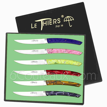Le THIERS knives, Boxes with 6 colored Thiers steak knives