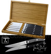 Gift box 6 LE THIERS steak knives Jean-Philip Goldsmith - stainless steel bright blade and carbon handle  delivered in oak wooden box - suitable for dishwasher 