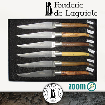 Couteaux Forge de Laguiole, Coffret 6 couteaux de table manche bois précieux