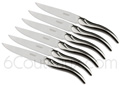 Laguiole VENUS by Jean-Philip - Box of 6 BRIGHT Stainless Steel Laguiole knives  delivered in Oak wooden box - suitable for dishwasher 