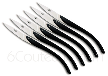 Eric Raffy Set of 6 Black Acrylic Handle Steak Knives - Forge de