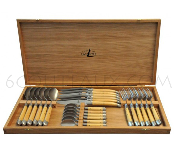 Ménagère - Laguiole - 24 pièces - Coffret de rangement en bois