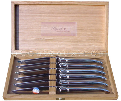 6 Couteaux de Table Laguiole en Aubrac en 6 bois de France