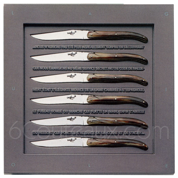 Eric Raffy Set of 6 Black Acrylic Handle Steak Knives - Forge de Laguiole  USA